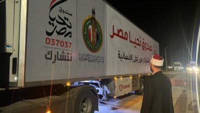 وصول أكبر قافلة مساعدات من بيت الزكاة والصدقات المصري لمعبر رفح