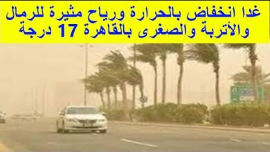 غدا انخفاض الحرارة ورياح مثيرة والصغرى بالقاهرة 17 درجة