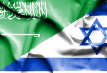 Flags of Saudi Arabia and Israel