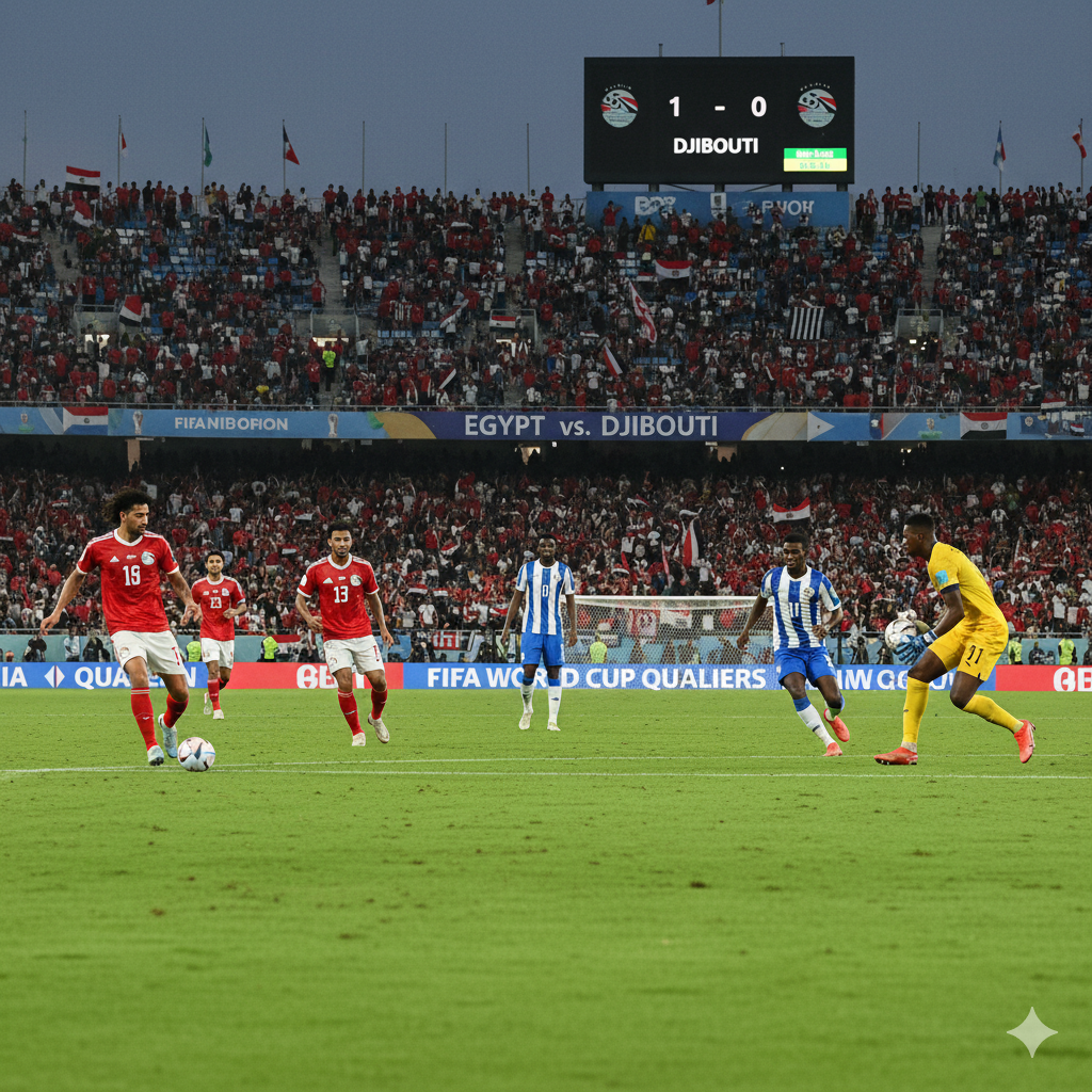 بدون تقطيع مباراة مصر وجيبوتي اليوم في تصفيات كأس العالم 2026.. موعد المباراة والقنوات الناقلة المجانية وتردد أون سبورت 1 1 منتخب مصر ضد جيبوتي