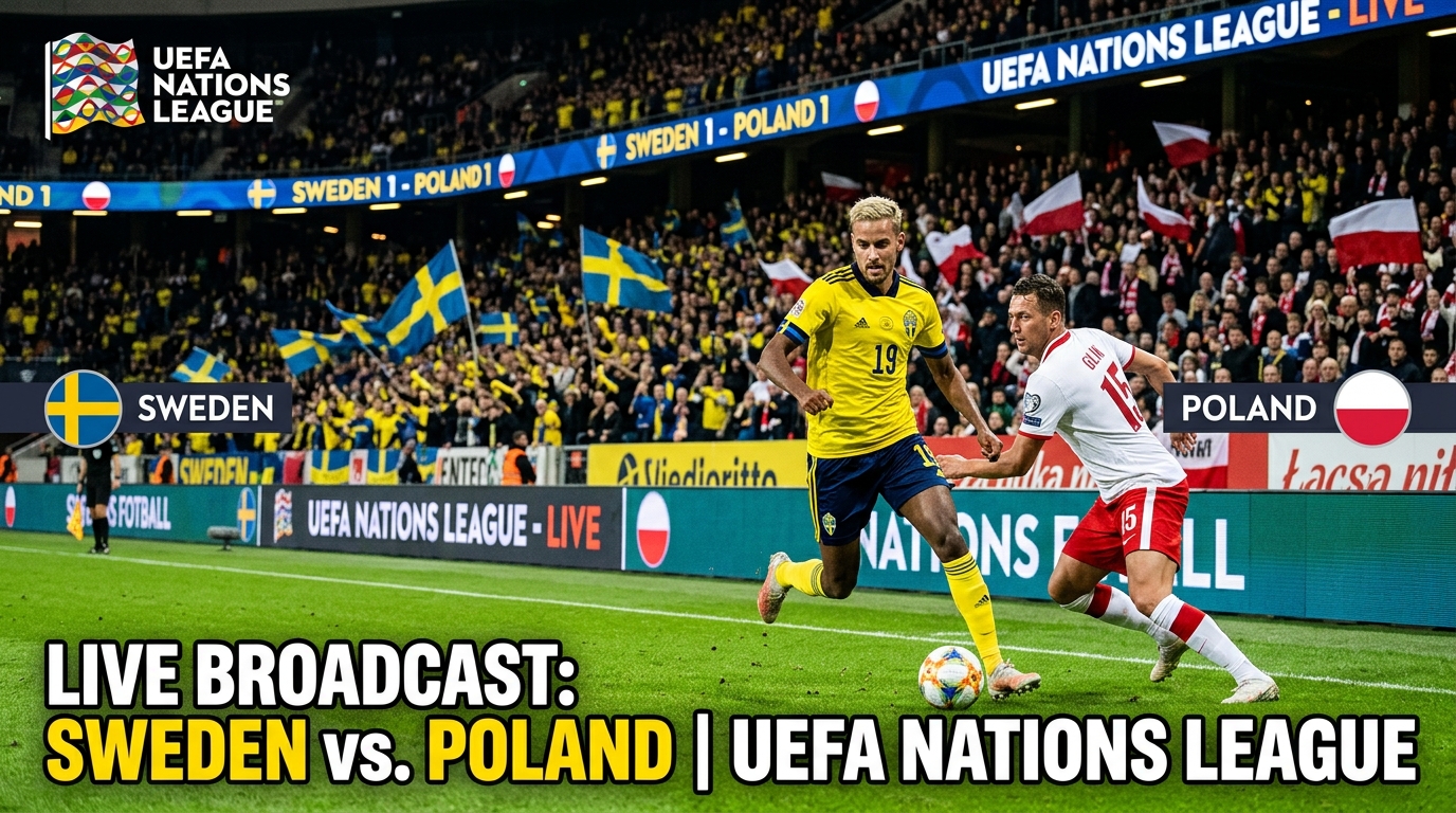 Live broadcast of the Sweden vs. Poland match in the UEFA Nations League